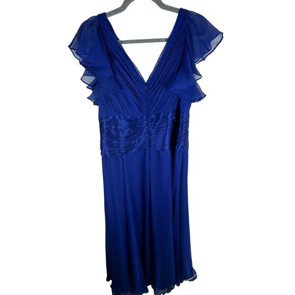 KM Collection By Milla Bell Royal Blue Flutter Sleeve Floor Length Dress Size 16 - Picture 2 of 10